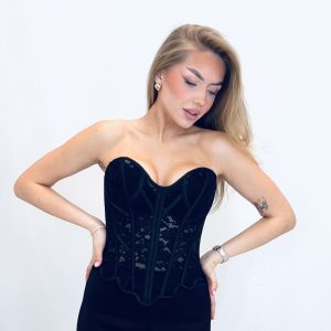 Korsett ISADORA – must, vormiv paeltega korsett