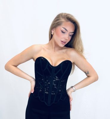 Korsett ISADORA – must, vormiv paeltega korsett