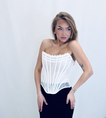 Korsett SERENA – valge, vormiv paeltega korsett