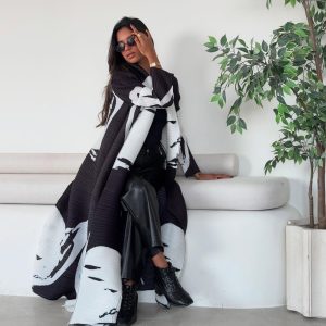 Pärsia kimonomantel DARYA (must-valge)